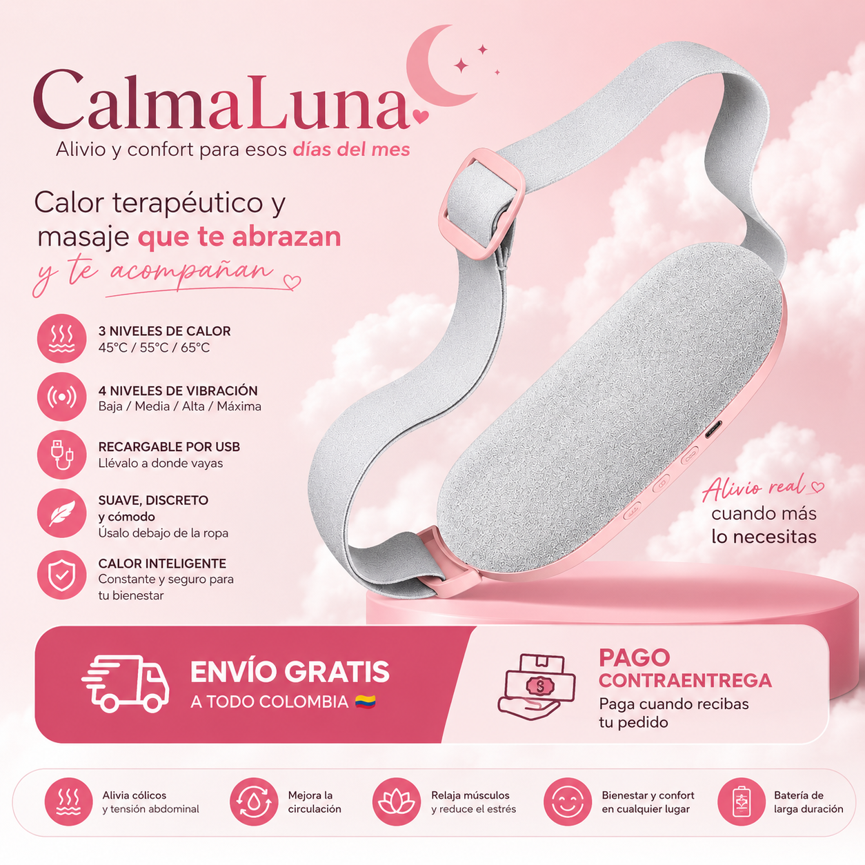 CalmaLuna™ Cinturón térmico inteligente