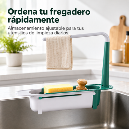 🔥✨ Organizador ajustable y telescópico para lavaplatos – escurre, seca y organiza