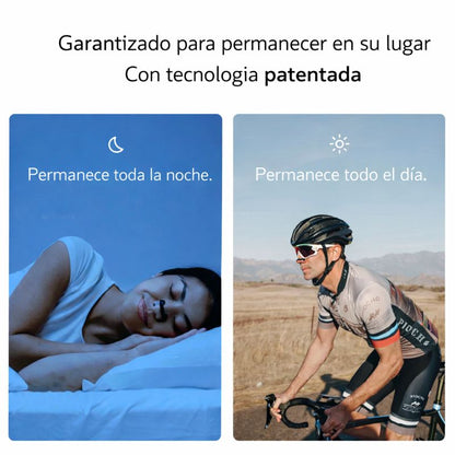 AirFlex™ son bandas nasales magnéticas con respaldo científico que abren tus vías respiratorias, ayuda a reducir la respiración por la boca y te permite respirar mejor.