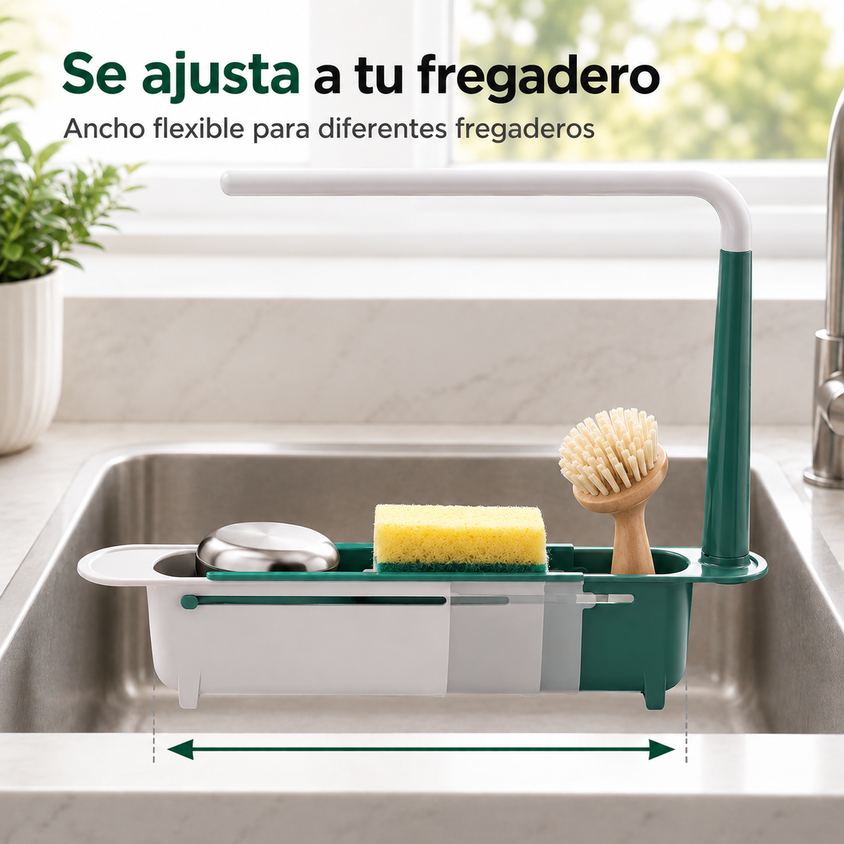 🔥✨ Organizador ajustable y telescópico para lavaplatos – escurre, seca y organiza