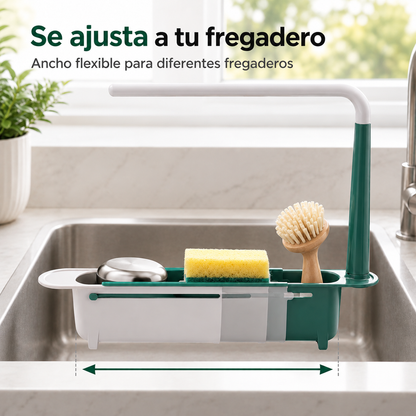 🔥✨ Organizador ajustable y telescópico para lavaplatos – escurre, seca y organiza